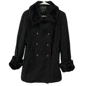 Wool Vintage Fairweather pea coat faux fur trim Says 14 Fits Like Womens Medium